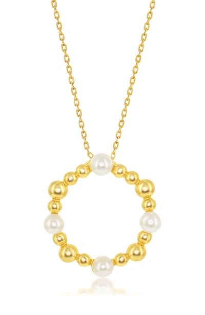 Simona Jewelry Freshwater Pearl & Beaded Circle Necklace In Gold