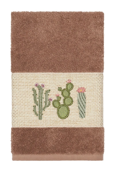 Linum Home Latte Mila Embellished Hand Towel