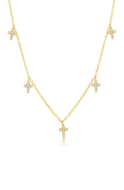 Simona Jewelry Gold Vermeil Cz Cross Charm Necklace
