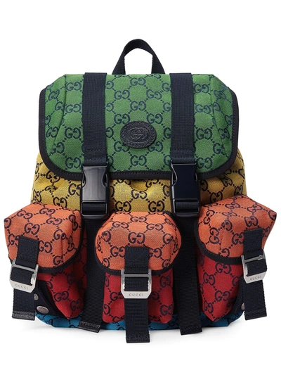 Gucci Gg Multicolour Small Backpack In Red