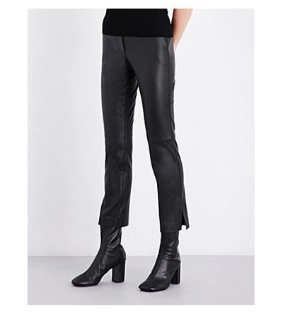 Helmut Lang Skinny Straight Leather Pants In Black