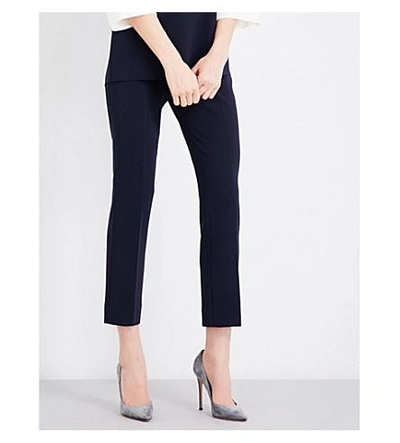 Max Mara Alcano Straight Crepe Pants In Navy