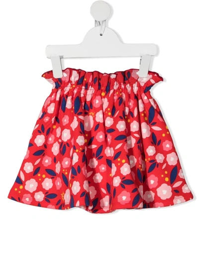 Sonia Rykiel Enfant Teen Paperbag-waist Floral Print Skirt In Red