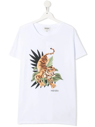 Kenzo Kids' T-shirt Boys Tiger Print Size: 3 Years, In White
