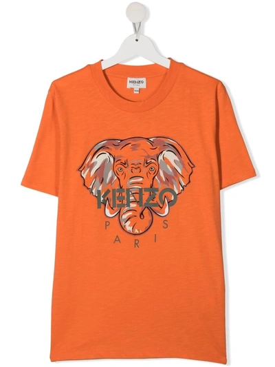 Kenzo Kids' Tokyo Elephant-print Cotton T-shirt In Red