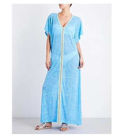 Pitusa Abaya Cotton-blend Dress In Blue