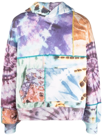 Amiri Tie-dye Overlock Stitch Panelled Hoodie In Multicolour