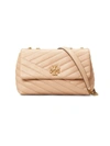 Tory Burch Kira Small Chevron Leather Shoulder Bag In Pink,beige