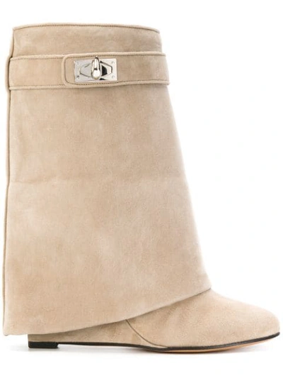 Givenchy Shark Lock Ankle Booots In Beige