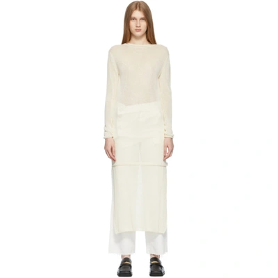 Ader Error Beige Knit Salan Dress In White