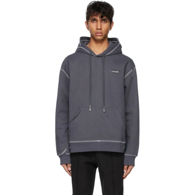Ader Error Logo-print Cotton-blend Jersey Hoodie In Charcoal