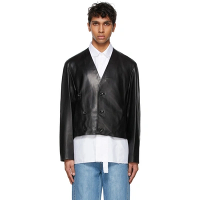 Ader Error Black Leather Lean Jacket