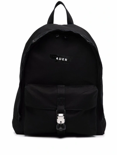 Ader Error Bp02 Distressed Logo-print Cotton-twill Backpack In Schwarz
