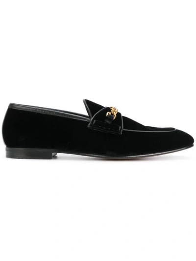 Tom Ford Valois Chain-detail Velvet Loafers In Black