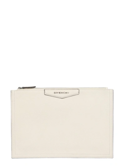 Givenchy Antigona Zipped Clutch Bag In White