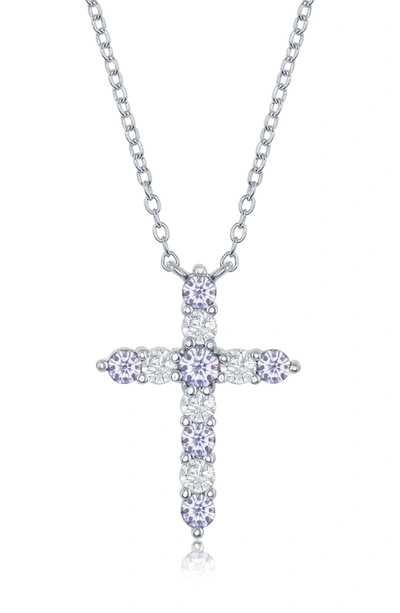 Simona Jewelry Cz Cross Pendant Necklace In Silver