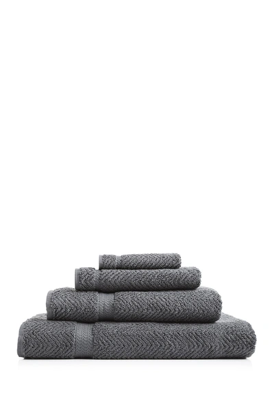 Linum Home Grey Herringbone 4-piece Towel Set