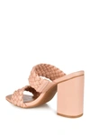 Journee Collection Melissa Woven Strap Block Heel Sandal In Blush
