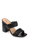 Journee Collection Melissa Woven Strap Block Heel Sandal In Black