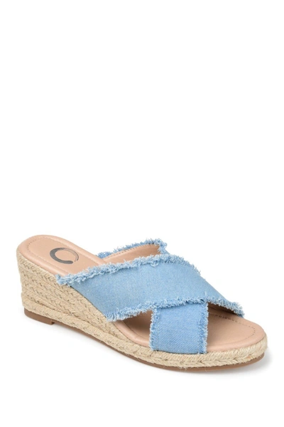 Journee Collection Journee Shanni Slip-on Espadrille Wedge Sandal In Denim