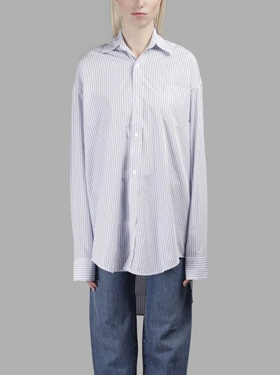 Vetements Women's Blue Oversized Striped Shirt