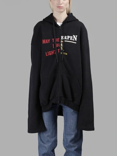 Vetements Oversized Printed Cotton-blend Jersey Hooded Top In Black