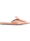 Marni Buckle Detail Satin Mules In Pink