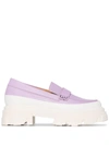 Ganni Purple Flatform Leather Loafers In Orchid Bloom
