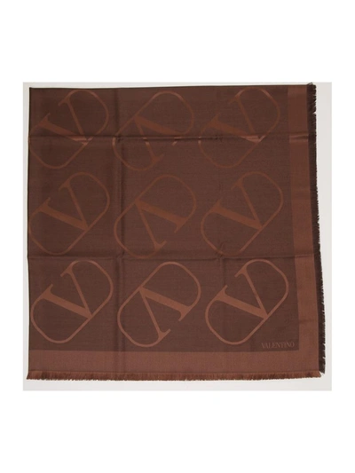 Valentino Vlogo Jacquard Motif Scarf In Brown