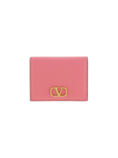 Valentino Garavani Valentino Vlogo Plaque Folded Wallet In Pink