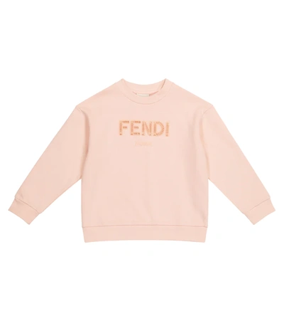 Fendi Kids' Logo棉质运动衫 In Pink