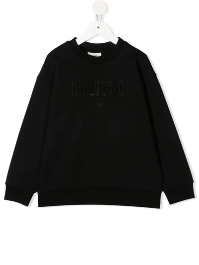 Fendi Teen Logo Lettering Sweatshirt In Nero