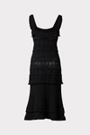 Milly Lightweight Pointelle Midi Dress In Black