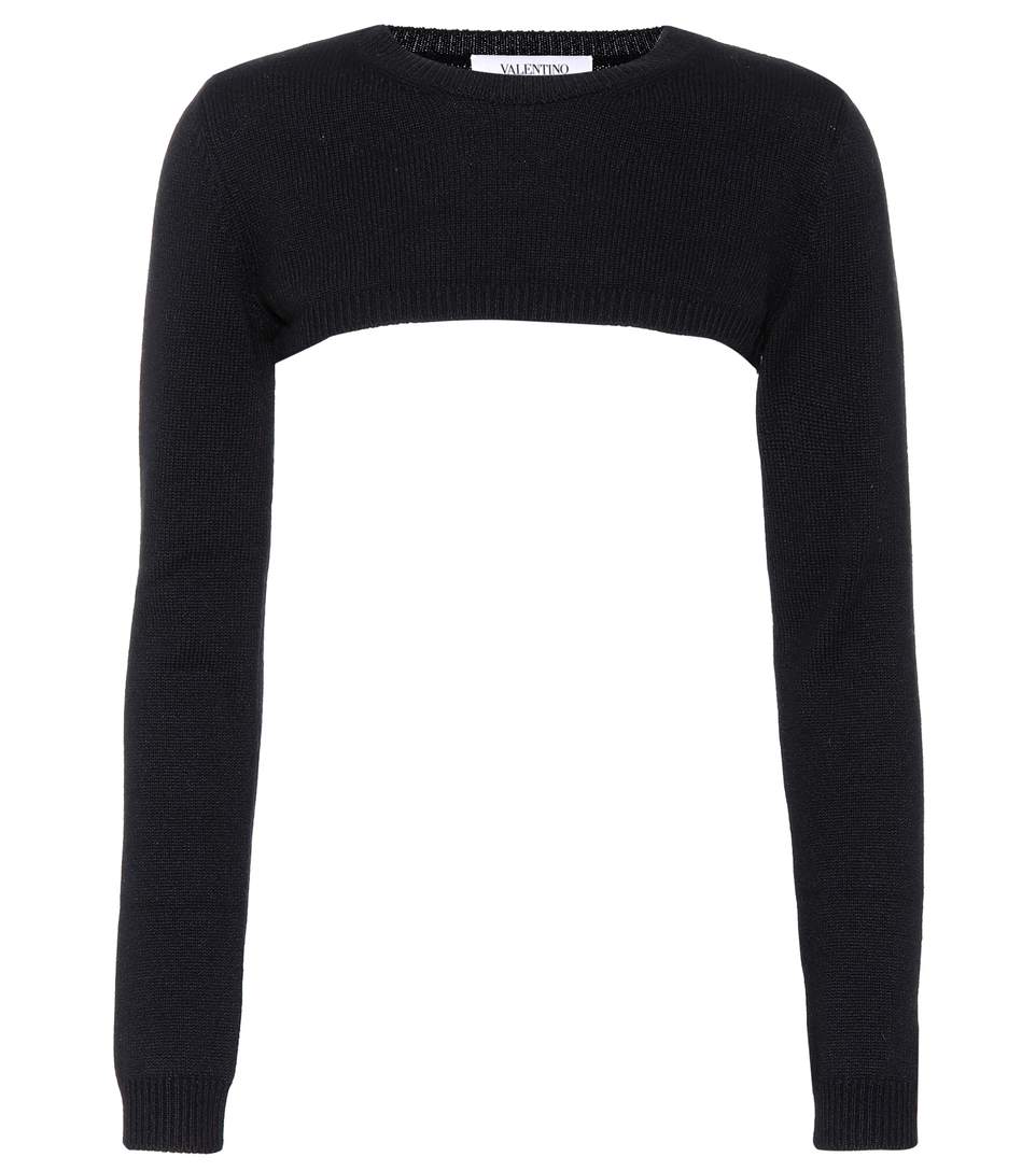 Valentino Cropped Cashmere Sweater In Black | ModeSens