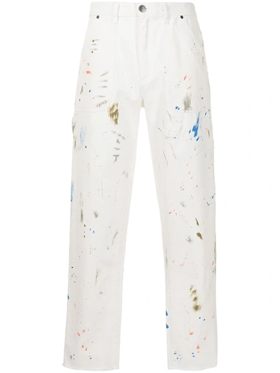 Alchemist Paint-splatter Print Straight Leg Jeans In White