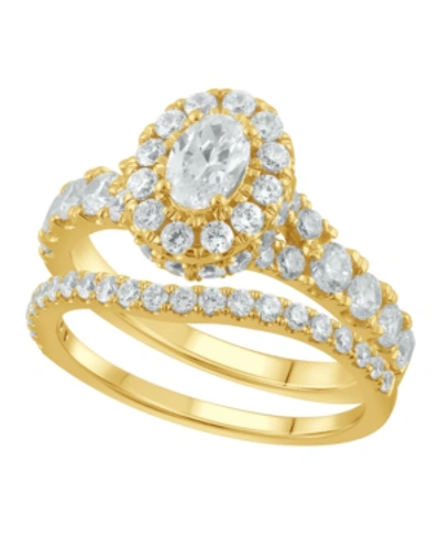 Macy's Diamond Halo Oval Bridal Set (2. Ct. T.w.) In 14k White, Yellow Or Rose Gold In Yellow Gold