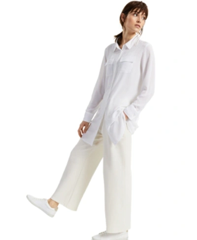 Alfani Solid Button-down Tunic Top, Created For Macy's In Bright White