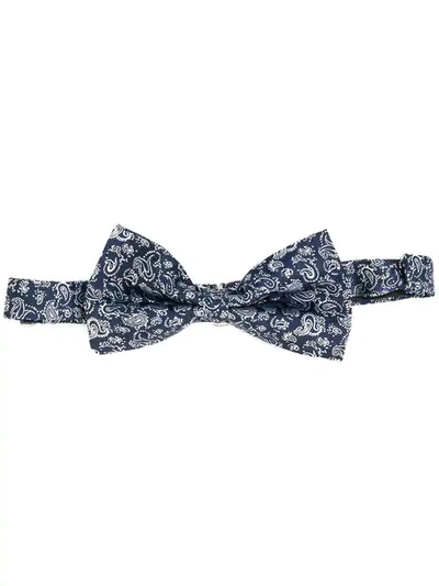 Etro Paisley Print Silk Bow Tie In Blue