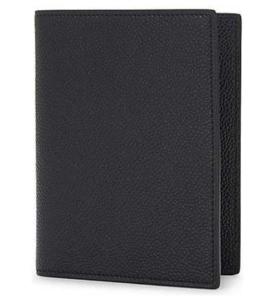 Thom Browne Pebbled Leather Passport Holder In Black