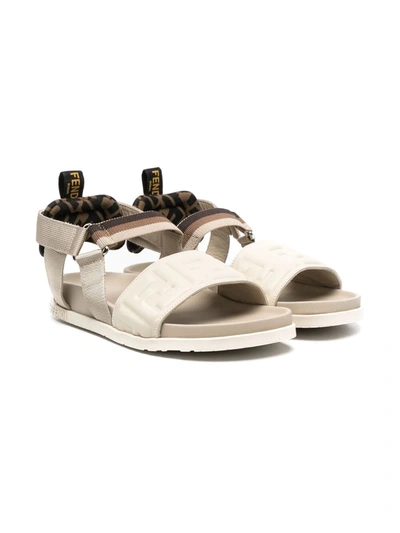 Fendi Kids' Ff-pattern Sandals In Neutrals