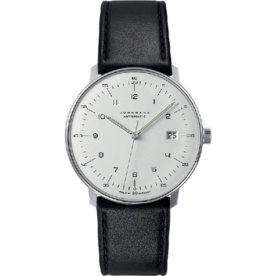 Junghans 027/4700.04 Max Bill Leather And Stainless Steel Automatic Watch In Silver