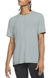 Nike Dri-fit Yoga T-shirt In Light Smoke Grey/ White/ Black