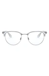 Ray Ban 53mm Square Optical Glasses In Silver