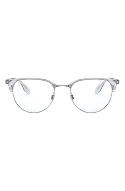 Ray Ban 53mm Square Optical Glasses In Silver