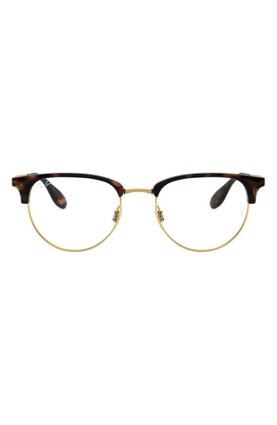 Ray Ban 53mm Square Optical Glasses In Gold