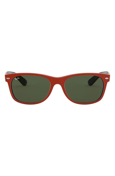 Ray Ban Iconic New Wayfarer 55mm Sunglasses In Rubber Red