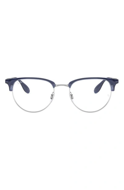 Ray Ban 53mm Square Optical Glasses In Silverr