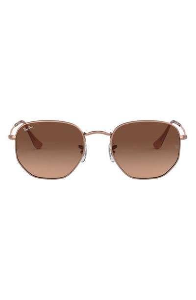 Ray Ban 51mm Geometric Sunglasses In Copper/ Copper Gradient