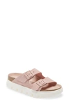 Birkenstock Papillio By  Arizona Slide Sandal In Soft Pink Suede
