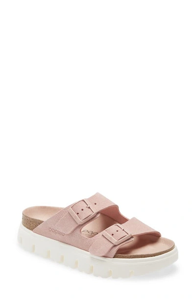 Birkenstock Papillio By  Arizona Slide Sandal In Soft Pink Suede